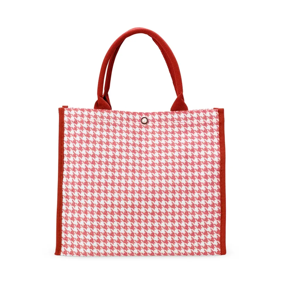 Sacola de poliéster personalizada com botão na cor vermelho