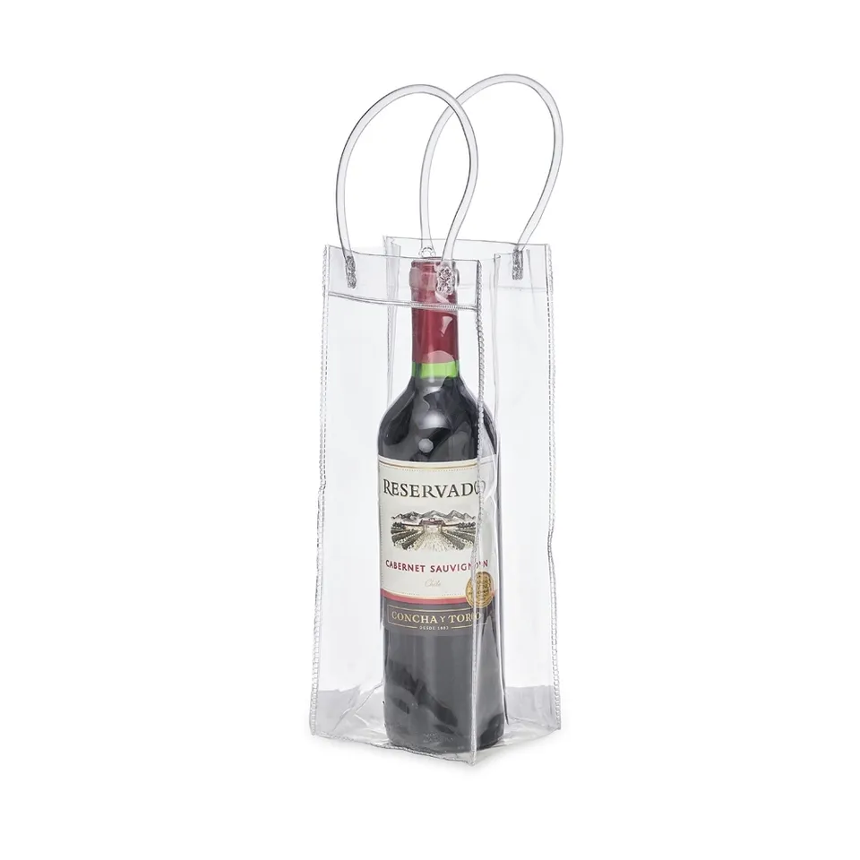 Sacola para garrafa personalizada na cor transparente
