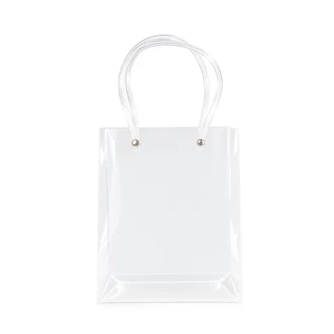 Sacola plástica personalizada fosca com visor transparente 25 × 18,4 cm