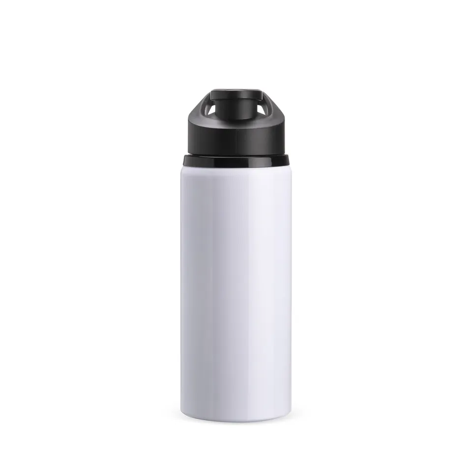 Squeeze de alumínio personalizado 650 ml com bico e alça na cor branco