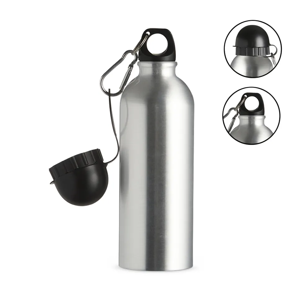 Squeeze de alumínio sublimático personalizado 500 ml na cor prata
