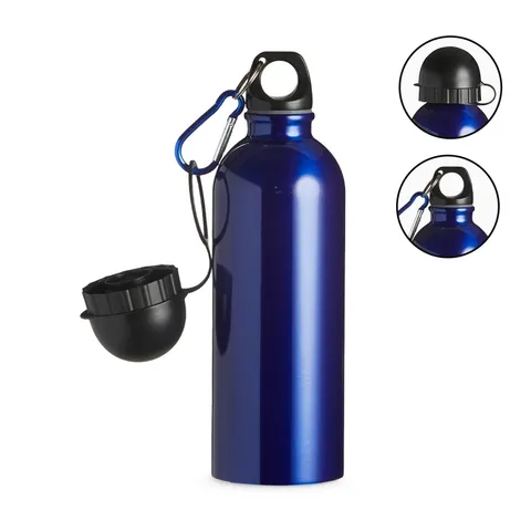 Squeeze de inox com bico e com mosquetão-azu personalizado 500 ml