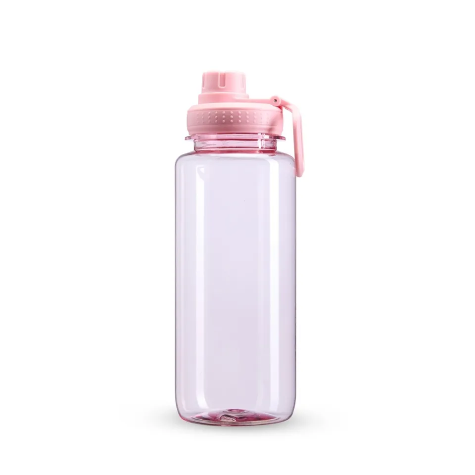 Squeeze plástico personalizado 1 litro com bico e alça na cor rosa