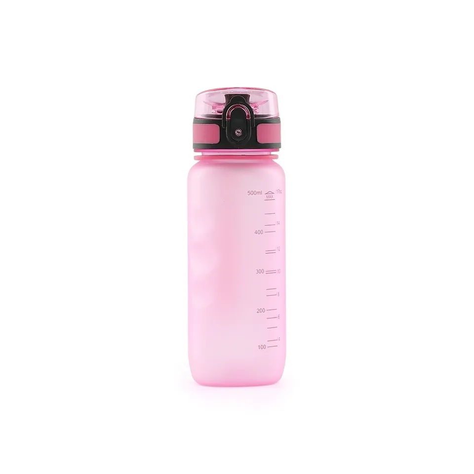 Squeeze plástico personalizado 550 ml com bico e alça na cor rosa