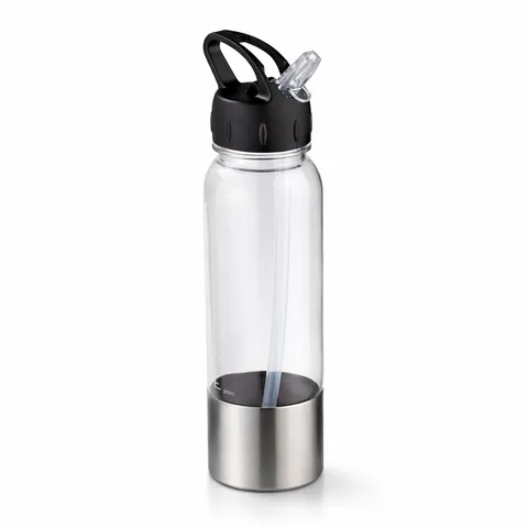 Squeeze plástico personalizado 750 ml com canudo e marcação de volume