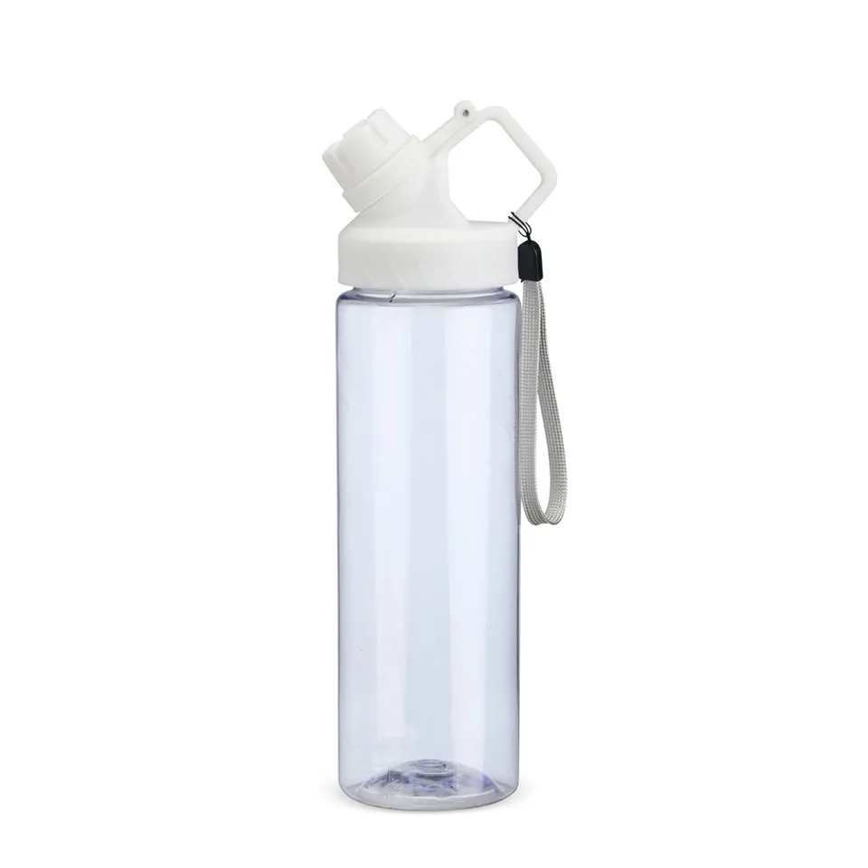Squeeze plástico personalizado 750 ml com cordão e bico na cor transparente