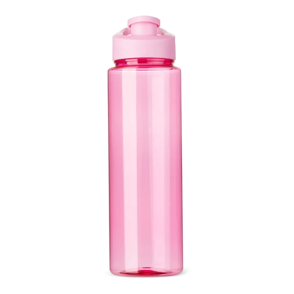 Squeeze plástico personalizado 850 ml com bico e alça na cor rosa
