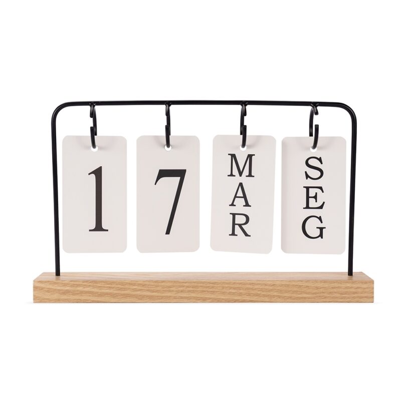CALENDÁRIO MADEIRA COM ALÇA METAL