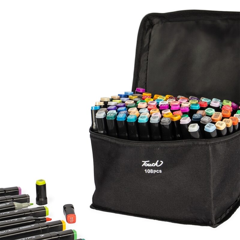 KIT CANETAS MARCADORAS PONTAS DUPLAS 108 CORES