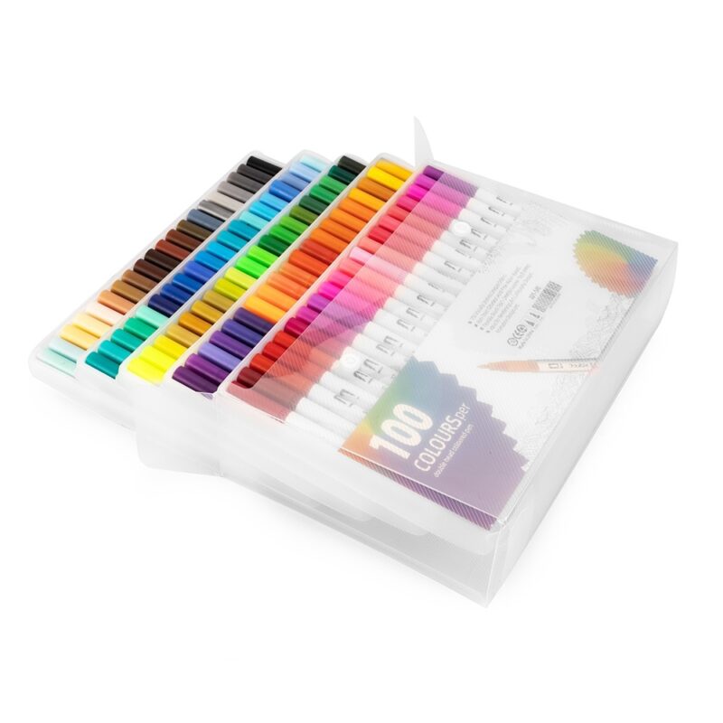 KIT CANETINHAS PONTA DUPLA COM 100 CORES