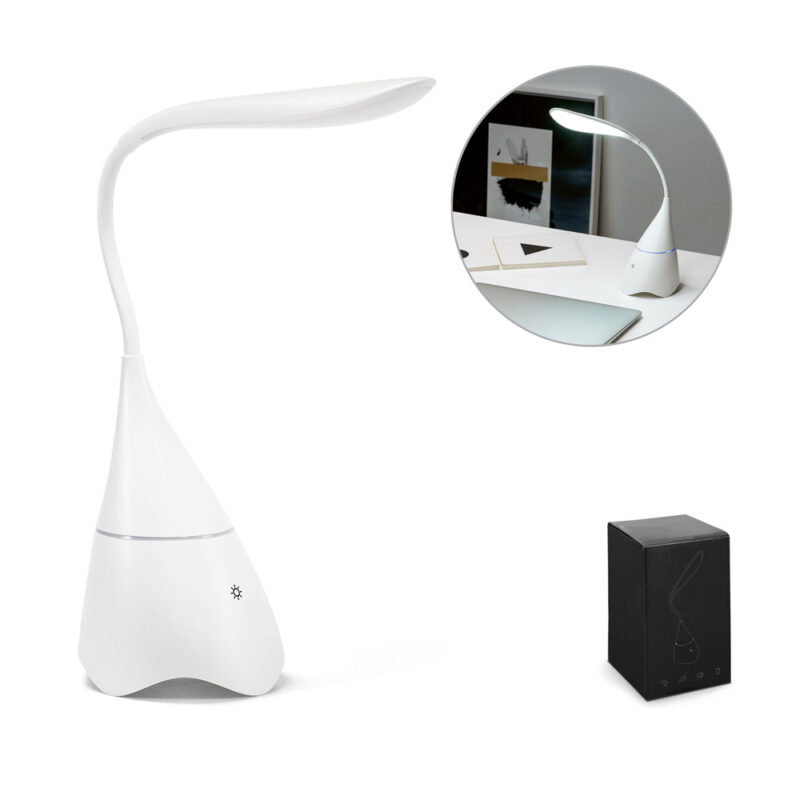 Luminária de mesa com caixa de som em ABS e 18 LEDs de alto brilho
