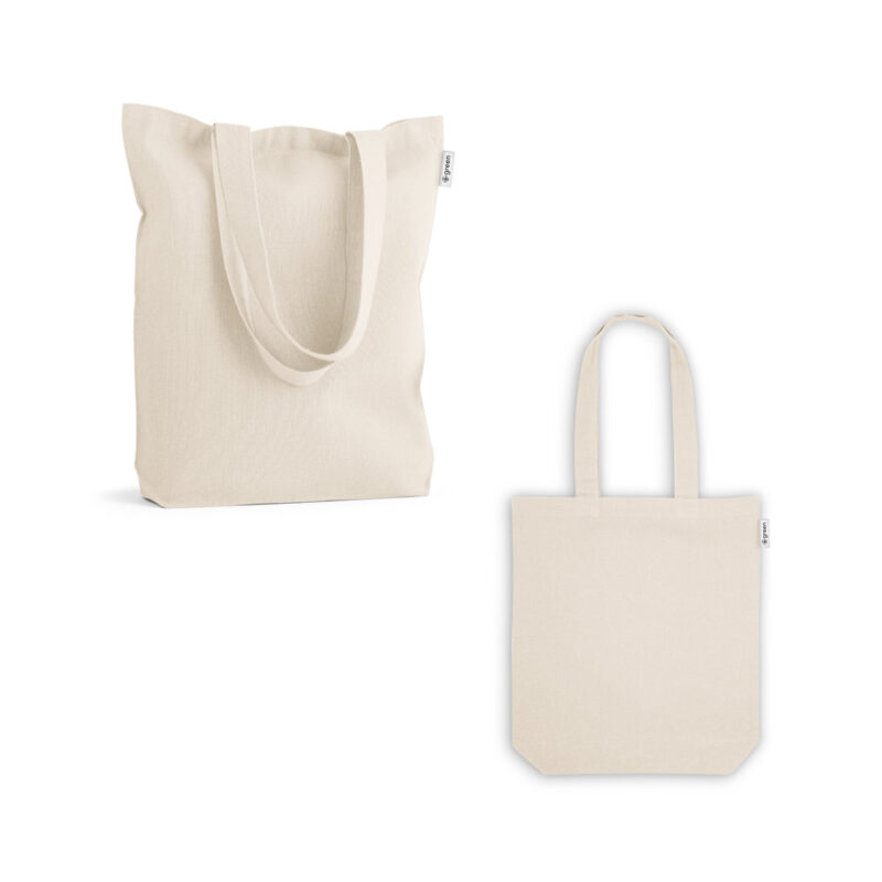 Sacola em 50% algodão, 30% algodão reciclado e 20% poliéster reciclado (220 g/m²)