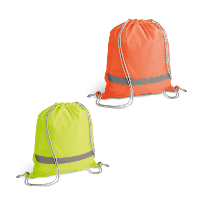Saco tipo mochila em 210D com elementos refletores