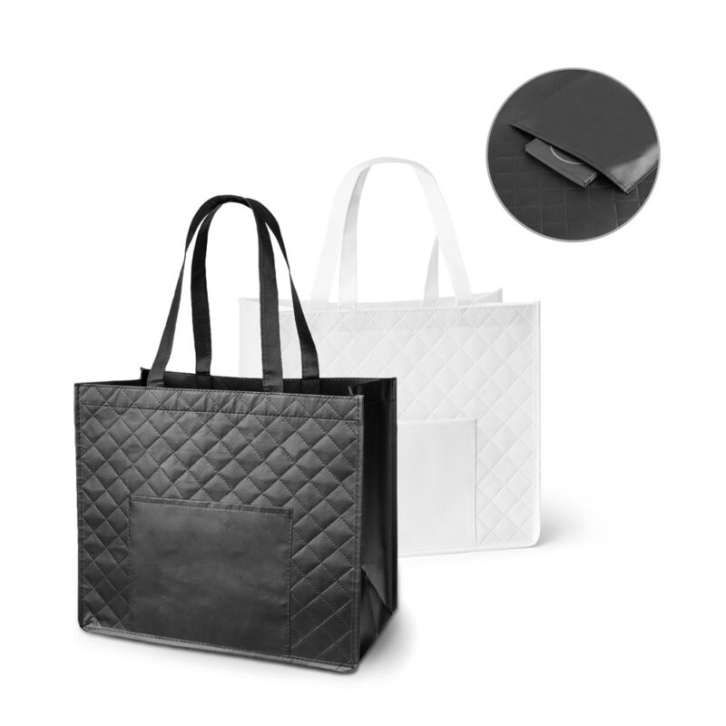 Sacola em non-woven laminado (110 g/m²) com bolso frontal
