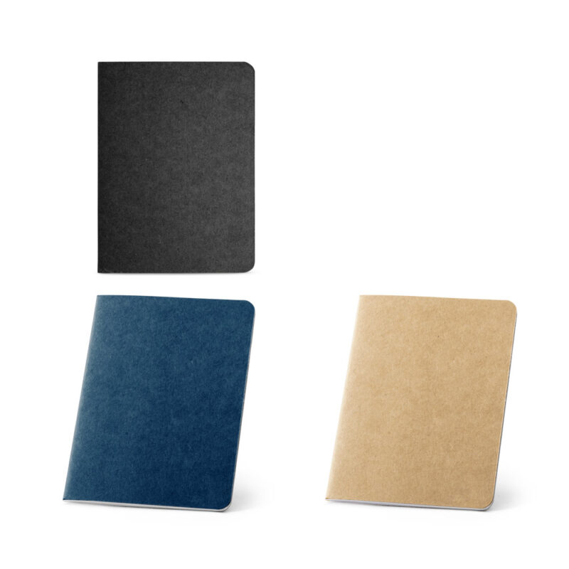 Caderno B7 de capa flexível em cartão kraft reciclado com 60 páginas lisas recicladas