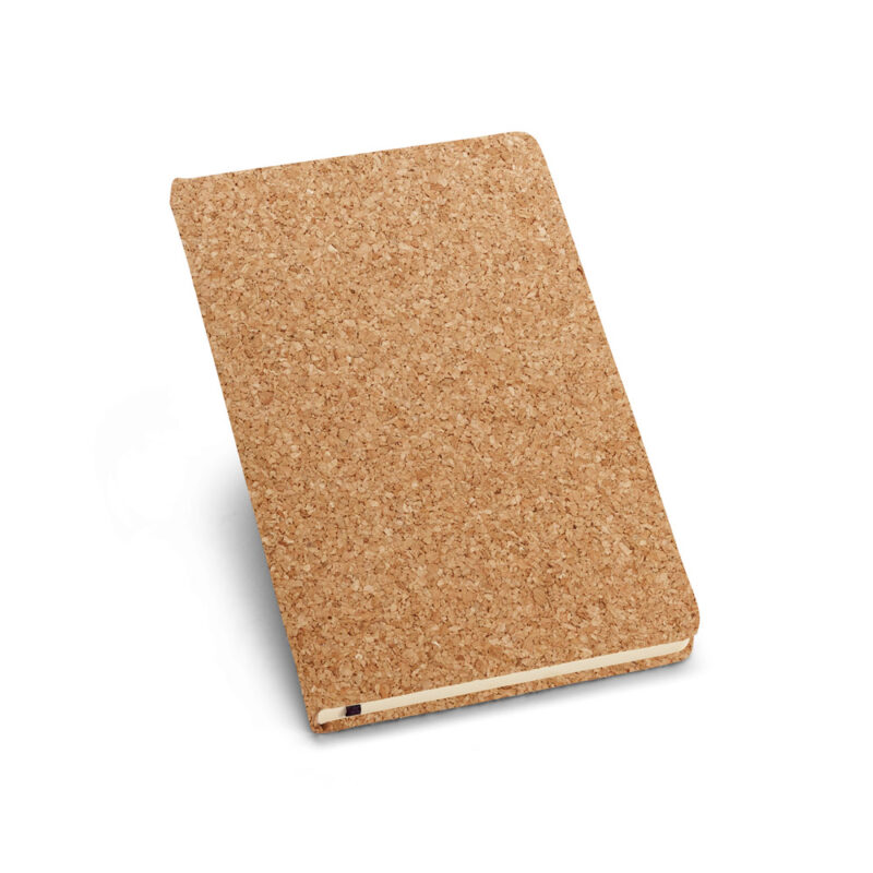 Caderno A5 de capa dura em cortiça com 160 páginas lisas
