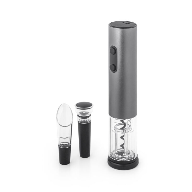 Conjunto de saca-rolhas elétrico em alumínio e acessórios