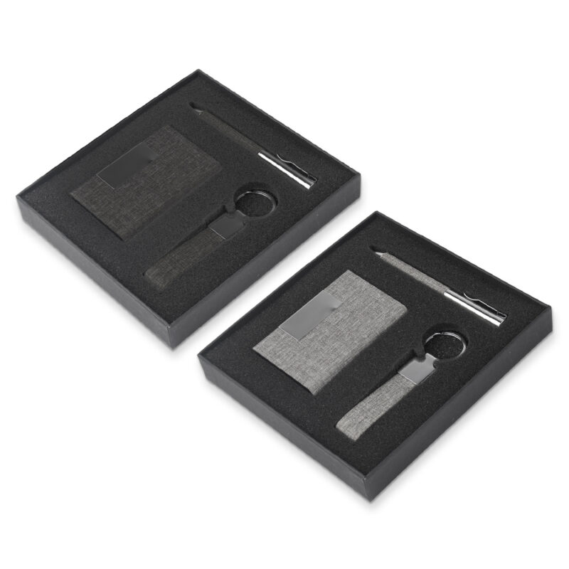 Kit Escritório Porta Cartão, Chaveiro e Caneta Metálica