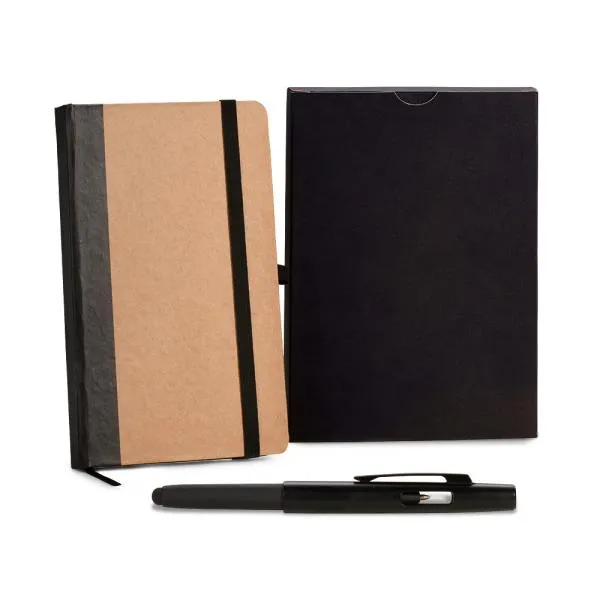 CADERNETA P/ ANOTAÇÕES COM CANETA - BEGE/PRETO