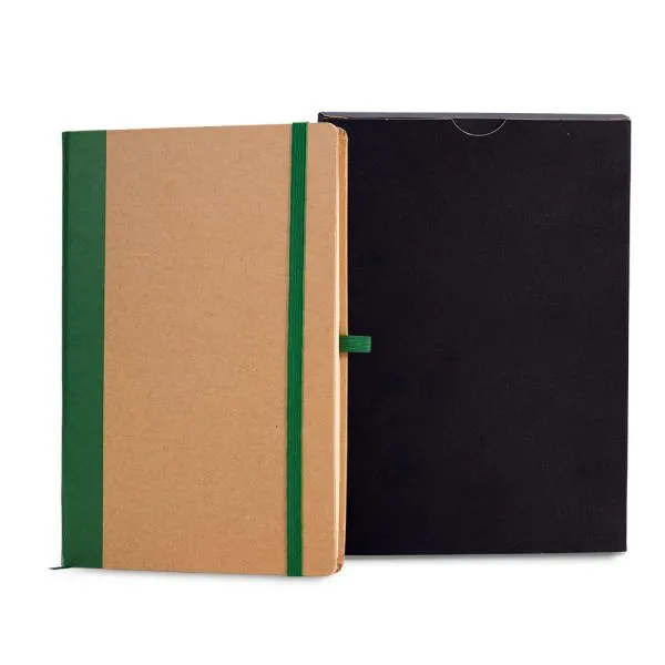 CADERNETA S/ PAUTA - 14X21CM - BEGE/VERDE