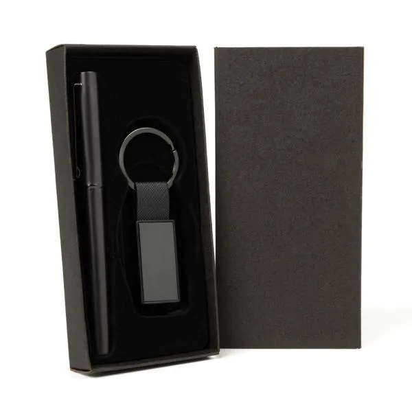 CANETA ROLLER E CHAVEIRO EM METAL/PU