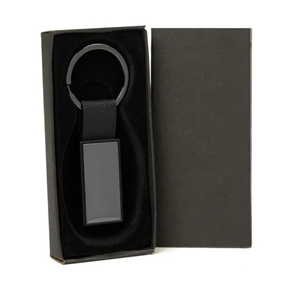 CHAVEIRO EM METAL/PU - CINZA/PRETO