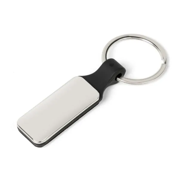 CHAVEIRO EM METAL/PU - PRATA/PRETO