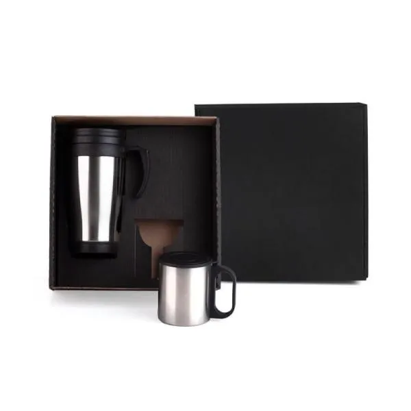 CONJ. DE CANECAS EM AÇO INOX 400/180 ML - 2 PÇS