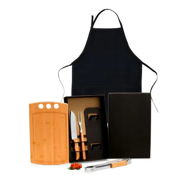 CONJ. PARA CHURRASCO COM AVENTAL - 5 PÇS