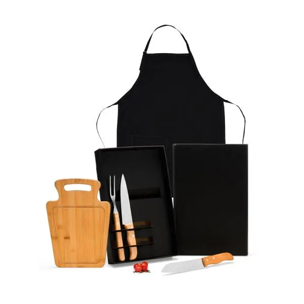 CONJ. PARA CHURRASCO COM AVENTAL - 5 PÇS