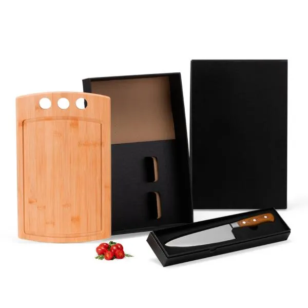 CONJ. PARA CHURRASCO PREMIUM EM BAMBU / MADEIRA / INOX - 2 PÇS