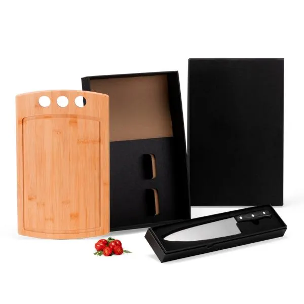 CONJ. PARA CHURRASCO PREMIUM EM BAMBU / MADEIRA / INOX - 2 PÇS