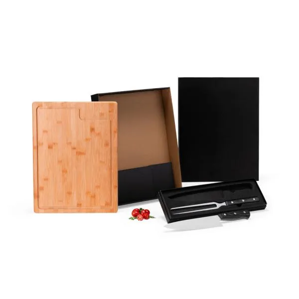 CONJ. PARA CHURRASCO PREMIUM EM BAMBU / MADEIRA / INOX - 3 PÇS