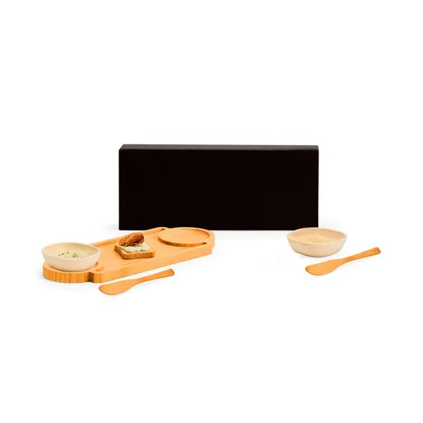 CONJ. PARA PETISCOS EM BAMBU/FIBRA DE BAMBU - 5 PÇS - EXCLUSIVE