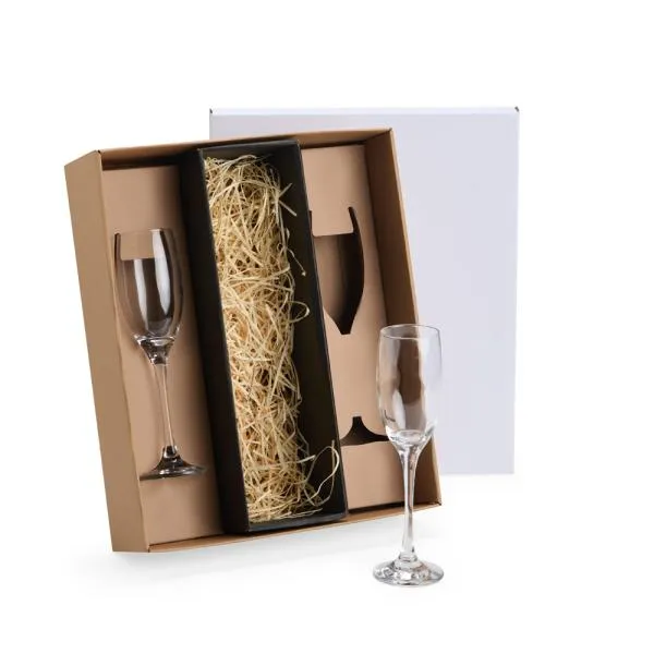 JOGO DE TAÇAS DE VIDRO P/ CHAMPAGNE 190 ML - 2 PÇS - NÃO ACOMPANHA A GARRAFA