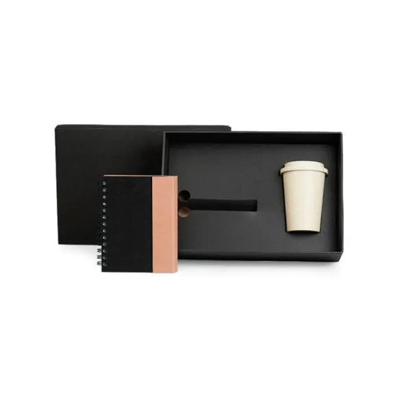 KIT CADERNO, CANETA E COPO - 3 PÇS