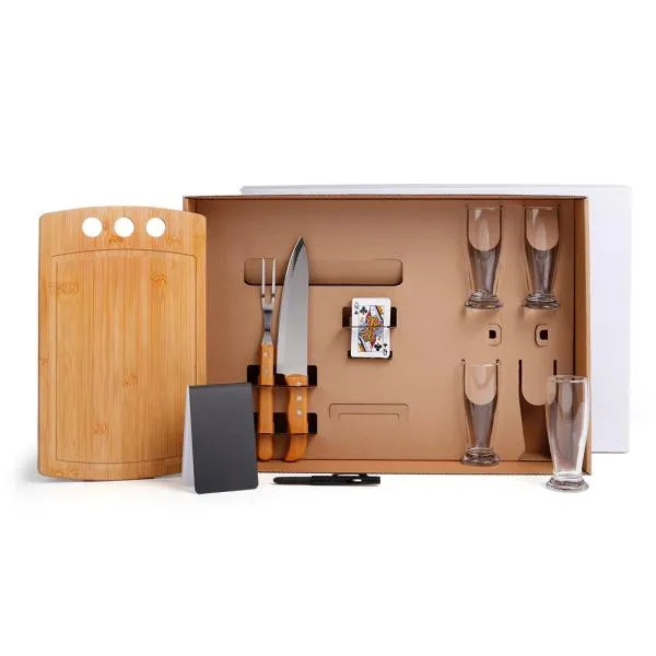 KIT CHURRASCO, CERVEJA E TRUCO - 10 PÇS - C/ JOGO DE BARALHO