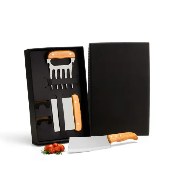 KIT COM CUTELO, GARFO E ESPÁTULA - 3 PÇS