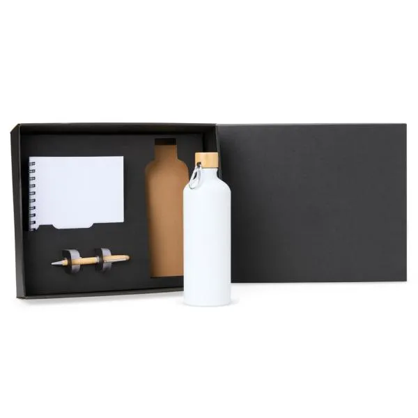 KIT GARRAFA, CADERNO E CANETA - 3 PÇS