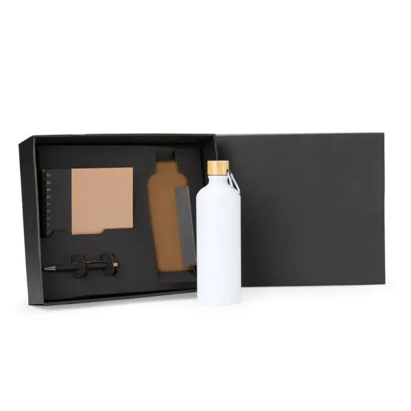 KIT GARRAFA, CADERNO E CANETA - 3 PÇS