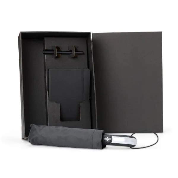 KIT GUARDA-CHUVA, CADERNO E CANETA - 3 PÇS