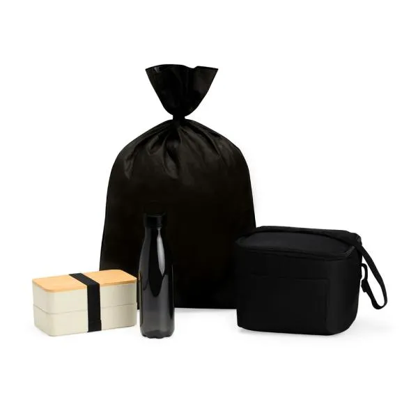 KIT MARMITA DUPLA, BOLSA TÉRMICA E GARRAFA - 3 PÇS