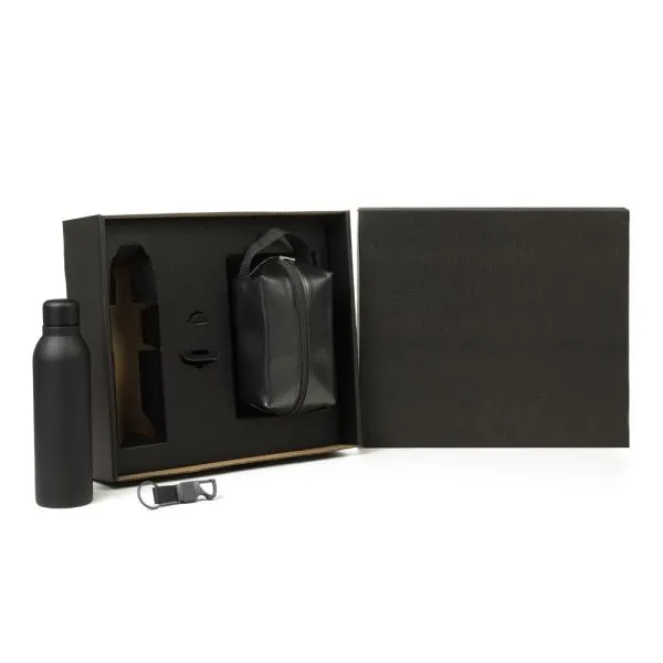 KIT NECESSAIRE, GARRAFA E CHAVEIRO - 3 PÇS