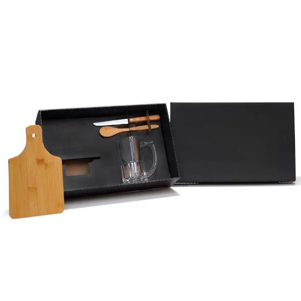 KIT PARA CAIPIRINHA E CHOPP EM BAMBU / MADEIRA- 4 PÇS