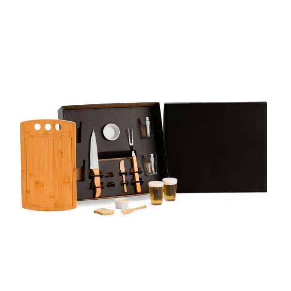 KIT PARA CHURRASCO COM COPOS AMERICANOS - 11 PÇS