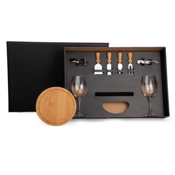 KIT QUEIJO E VINHO SEM ESPAÇO PARA GARRAFA - 9 PÇS