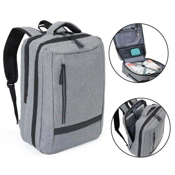MOCHILA EM POLIÉSTER 300D - MELANGE CINZA - 18L