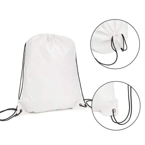 MOCHILA SACOLA EM NYLON 190D - BRANCA - 42X32CM