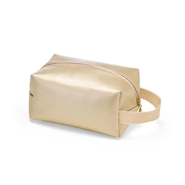 NECESSAIRE C/ ALÇA EM MATERIAL SINTÉTICO - CHAMPANHE