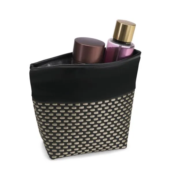 NECESSAIRE EM PVC E COURO SINTÉTICO - PREMIUM - PRETO/XADREZ